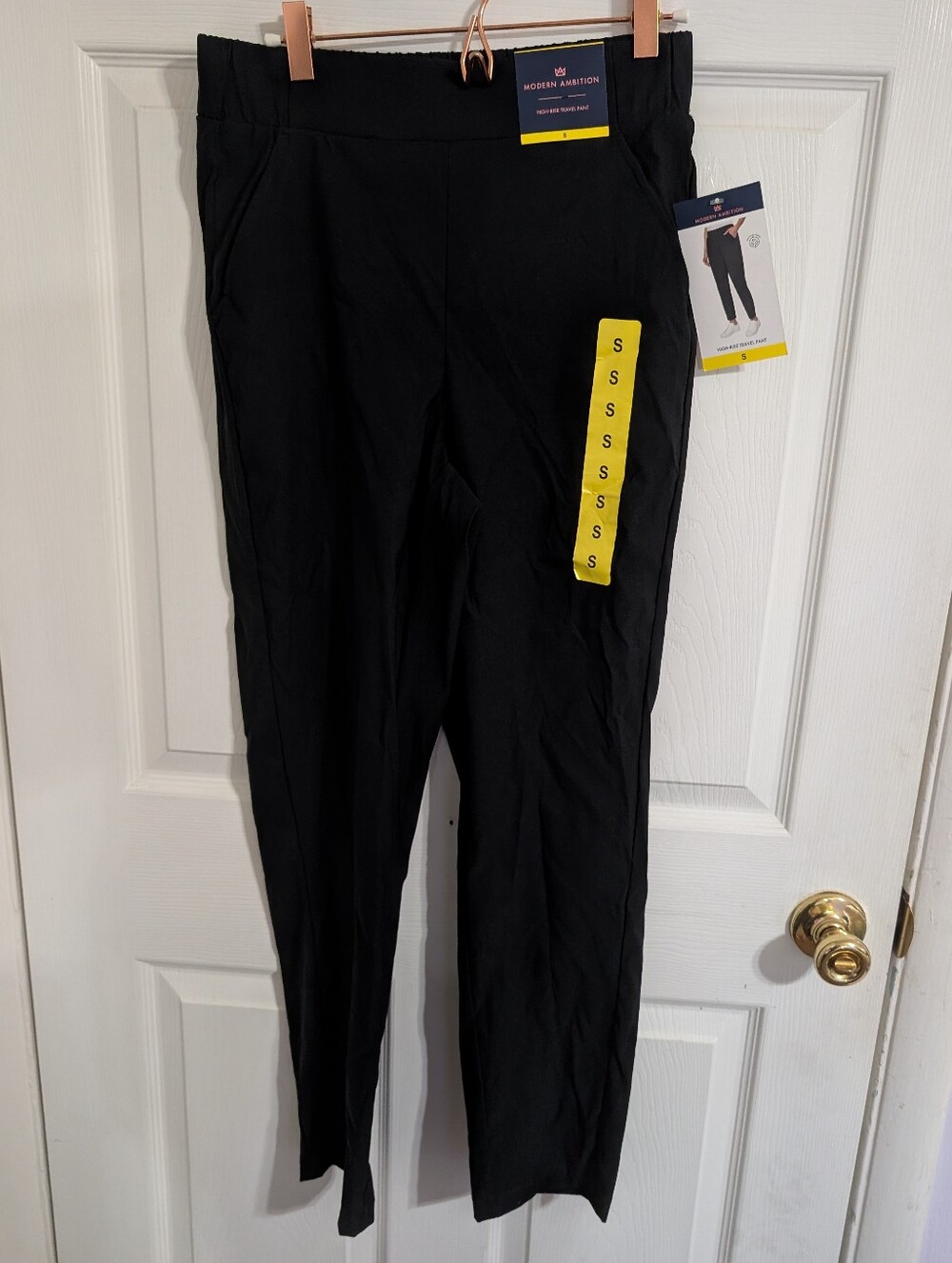 New Modern Ambition Womens High Rise Travel Pants Black Active Size Small NWT